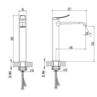 Смеситель для раковины-чаши Azario ABILITY AZ-VQR168R31PA